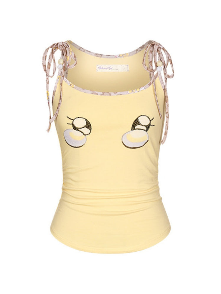 Egg Yellow Leopard Print Black Small Eyes Camisole【s0000017344】