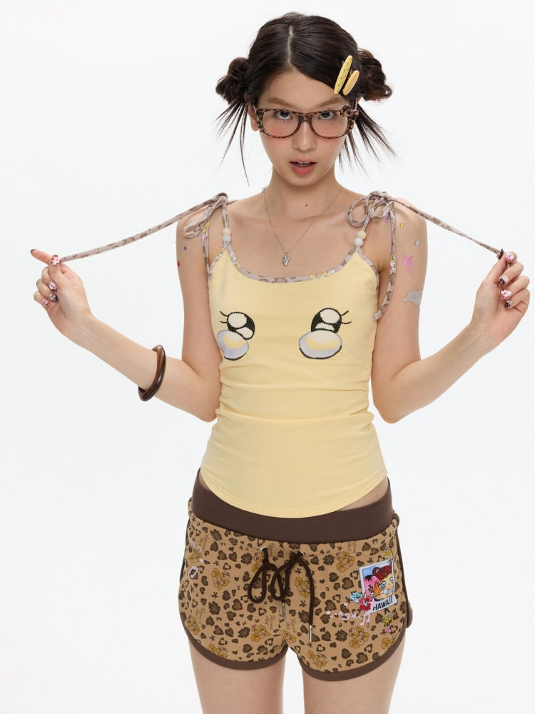 Egg Yellow Leopard Print Black Small Eyes Camisole【s0000017344】