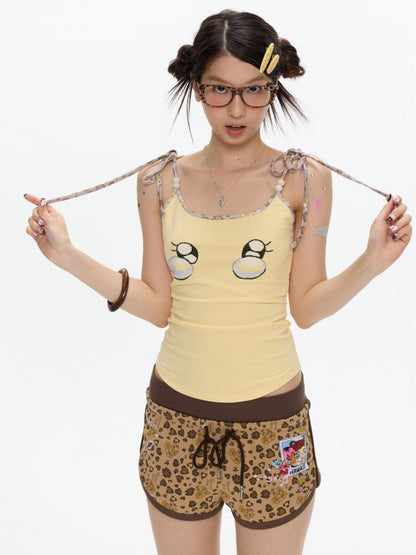 Egg Yellow Leopard Print Black Small Eyes Camisole【s0000017344】
