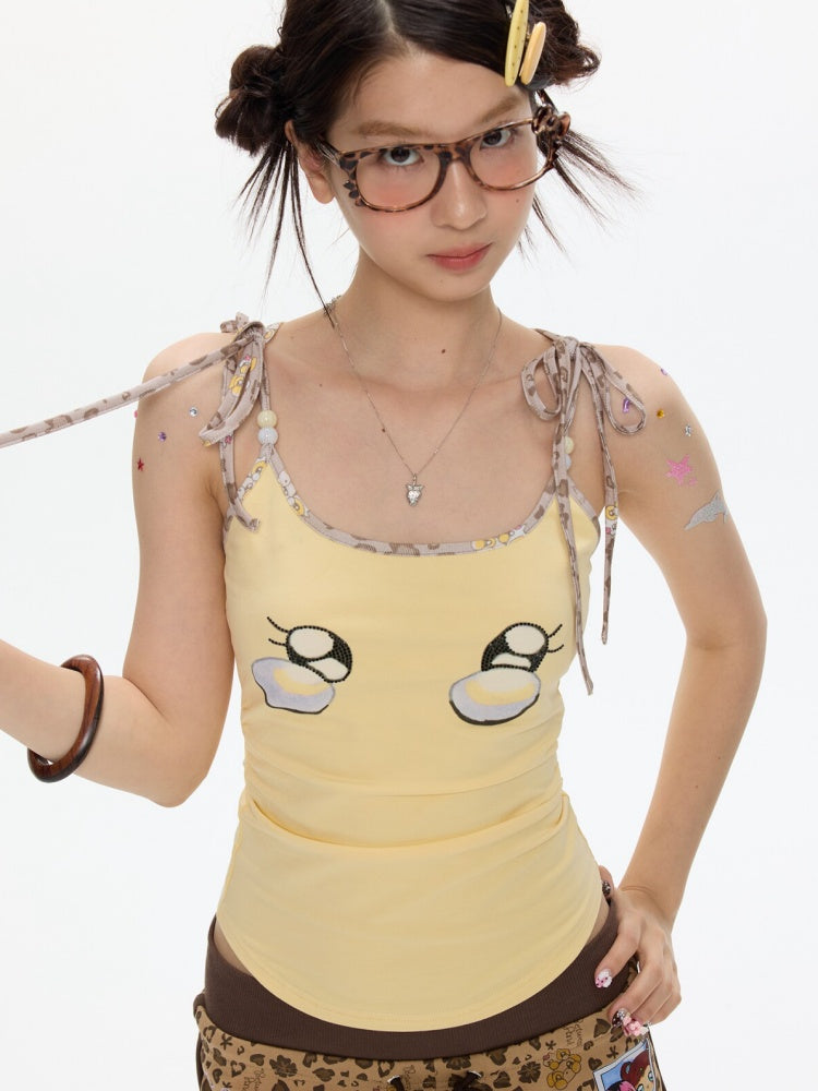 Egg Yellow Leopard Print Black Small Eyes Camisole【s0000017344】