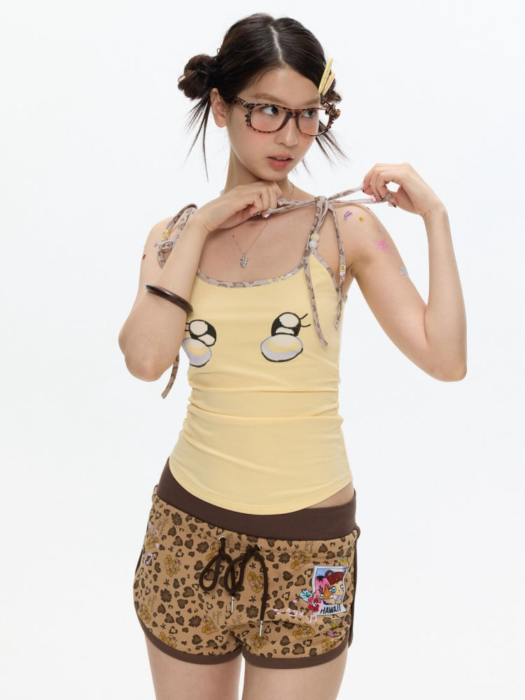 Egg Yellow Leopard Print Black Small Eyes Camisole【s0000017344】