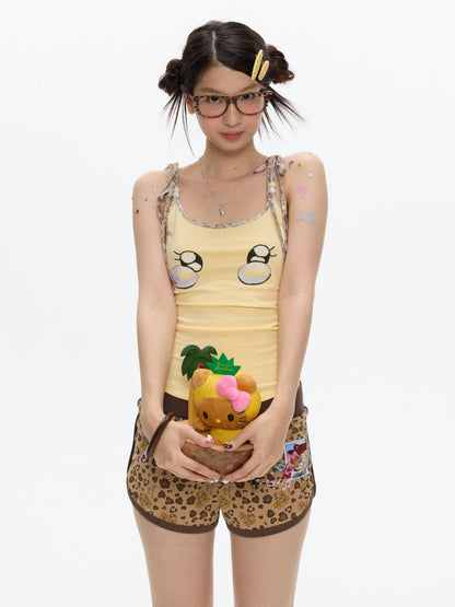 Egg Yellow Leopard Print Black Small Eyes Camisole【s0000017344】