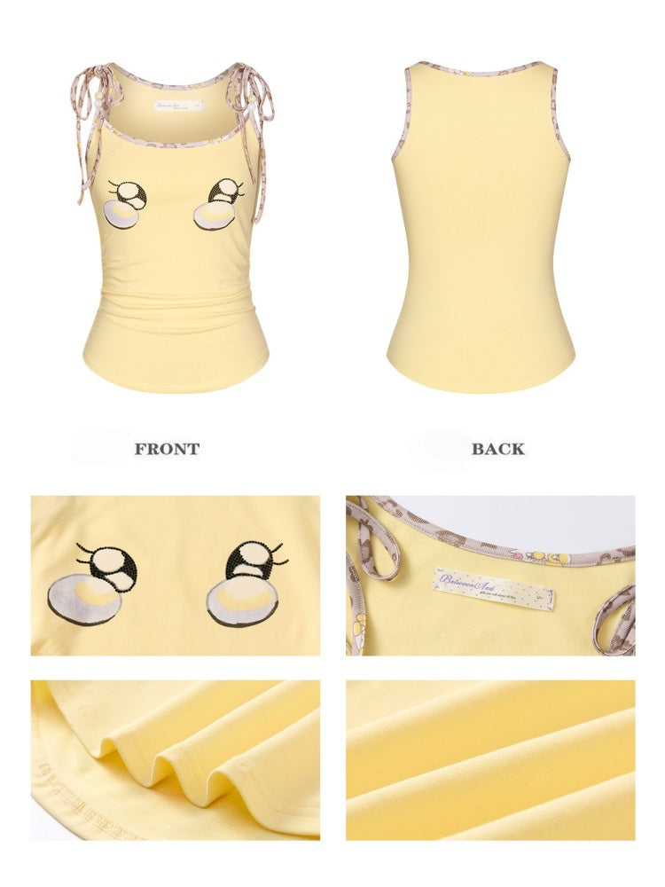 Egg Yellow Leopard Print Black Small Eyes Camisole【s0000017344】