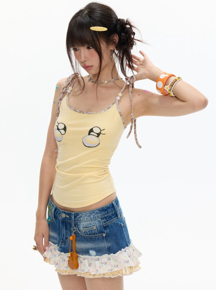 Egg Yellow Leopard Print Black Small Eyes Camisole【s0000017344】