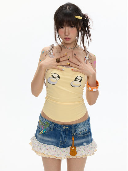 Egg Yellow Leopard Print Black Small Eyes Camisole【s0000017344】
