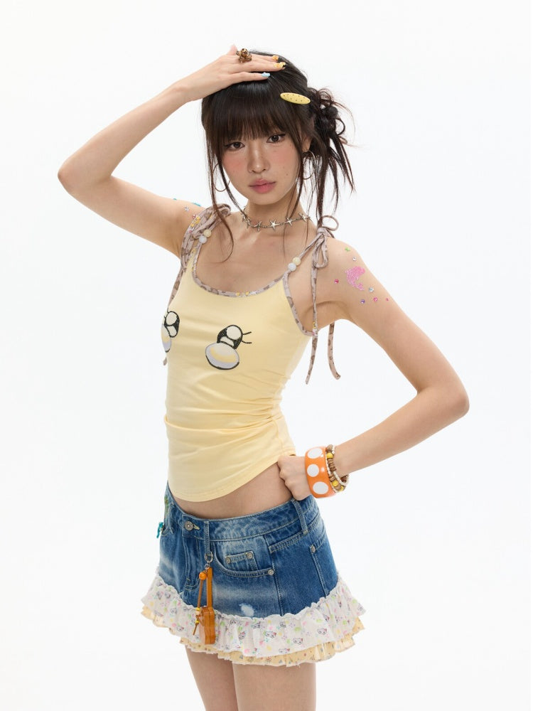 Egg Yellow Leopard Print Black Small Eyes Camisole【s0000017344】
