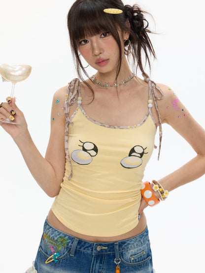 Egg Yellow Leopard Print Black Small Eyes Camisole【s0000017344】