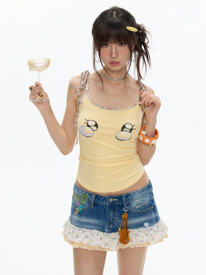 Egg Yellow Leopard Print Black Small Eyes Camisole【s0000017344】