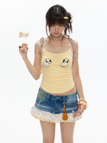 Egg Yellow Leopard Print Black Small Eyes Camisole【s0000017344】