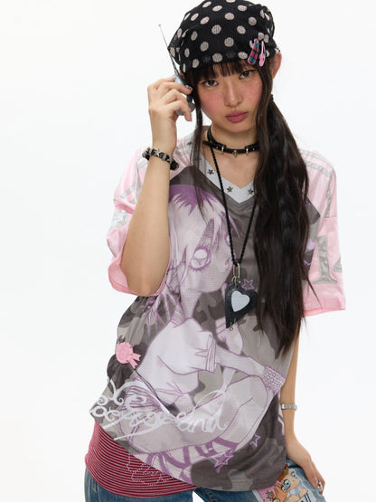 Camouflage V-Neck Loose Short-Sleeve T-Shirt【s0000017345】