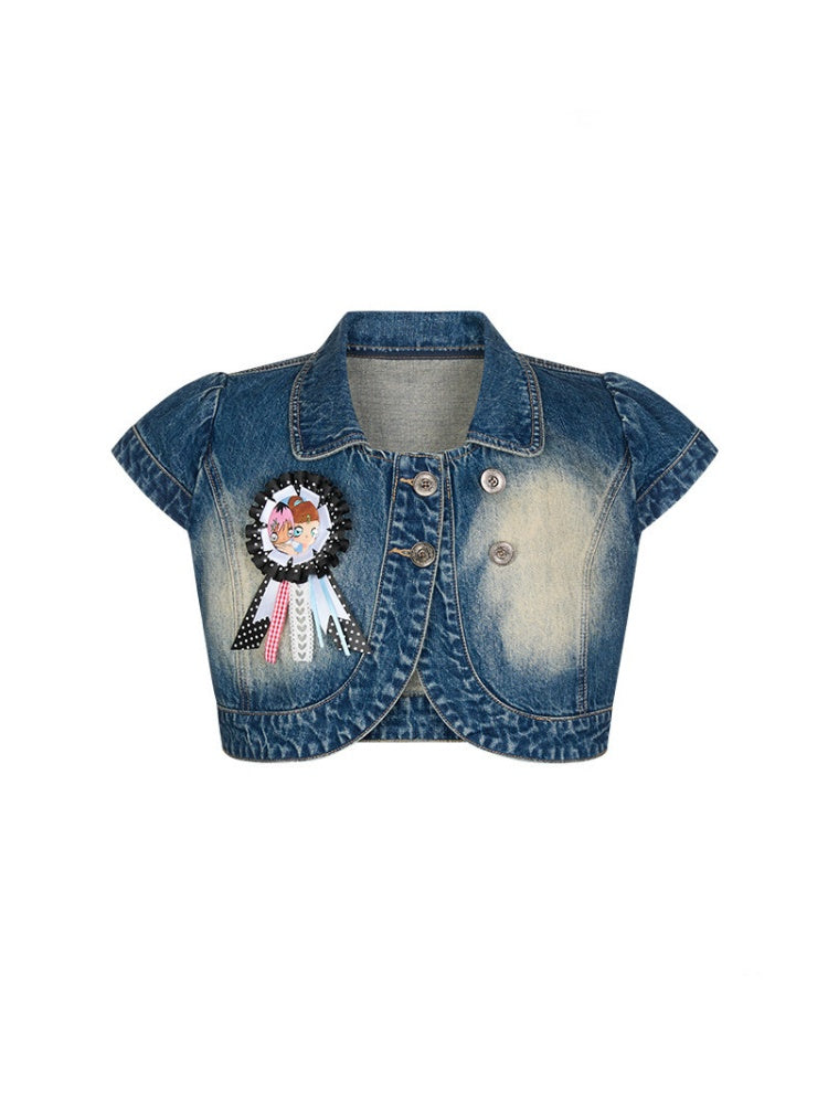 Denim Vest Short-Sleeved Jacket【s0000017348】