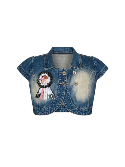 Denim Vest Short-Sleeved Jacket【s0000017348】