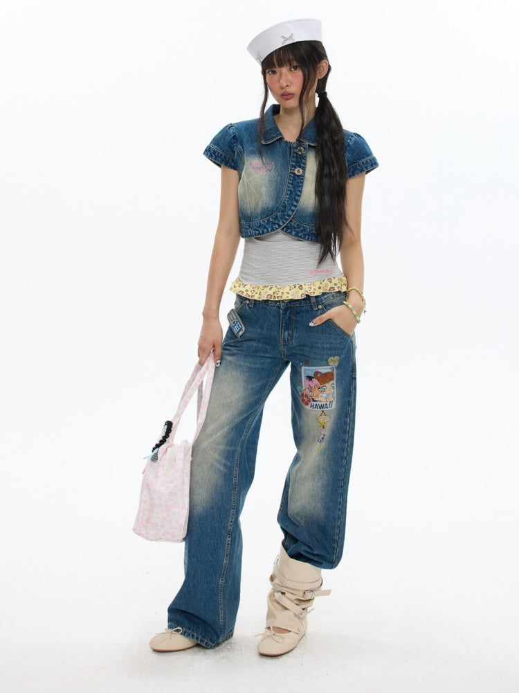 Denim Vest Short-Sleeved Jacket【s0000017348】