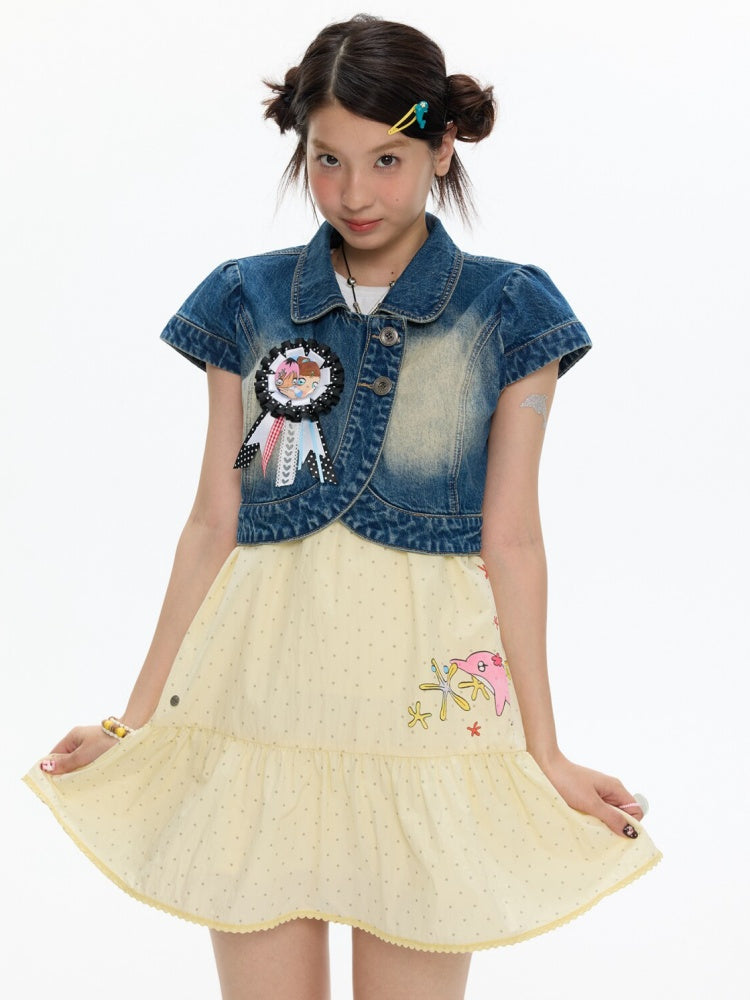 Denim Vest Short-Sleeved Jacket【s0000017348】