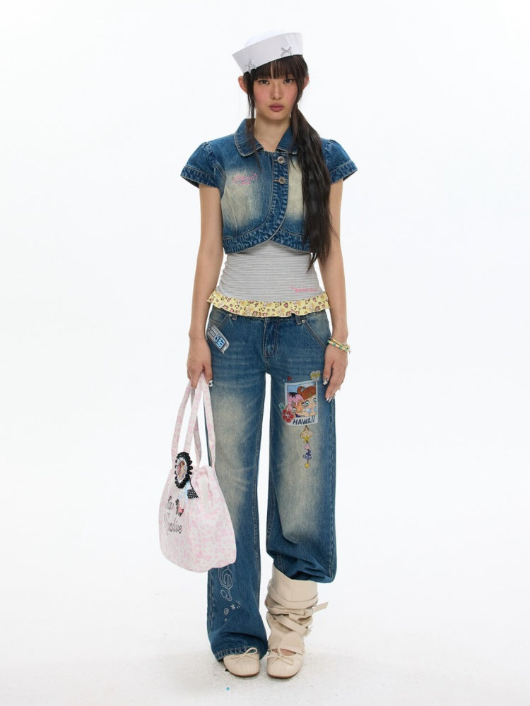 Denim Vest Short-Sleeved Jacket【s0000017348】