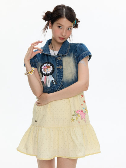 Denim Vest Short-Sleeved Jacket【s0000017348】