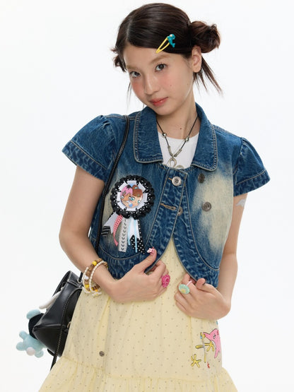 Denim Vest Short-Sleeved Jacket【s0000017348】