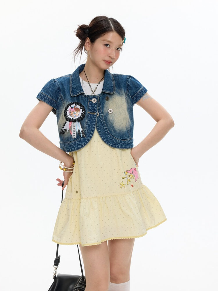 Denim Vest Short-Sleeved Jacket【s0000017348】