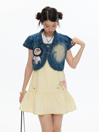 Denim Vest Short-Sleeved Jacket【s0000017348】