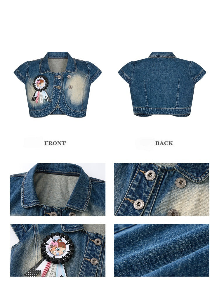 Denim Vest Short-Sleeved Jacket【s0000017348】