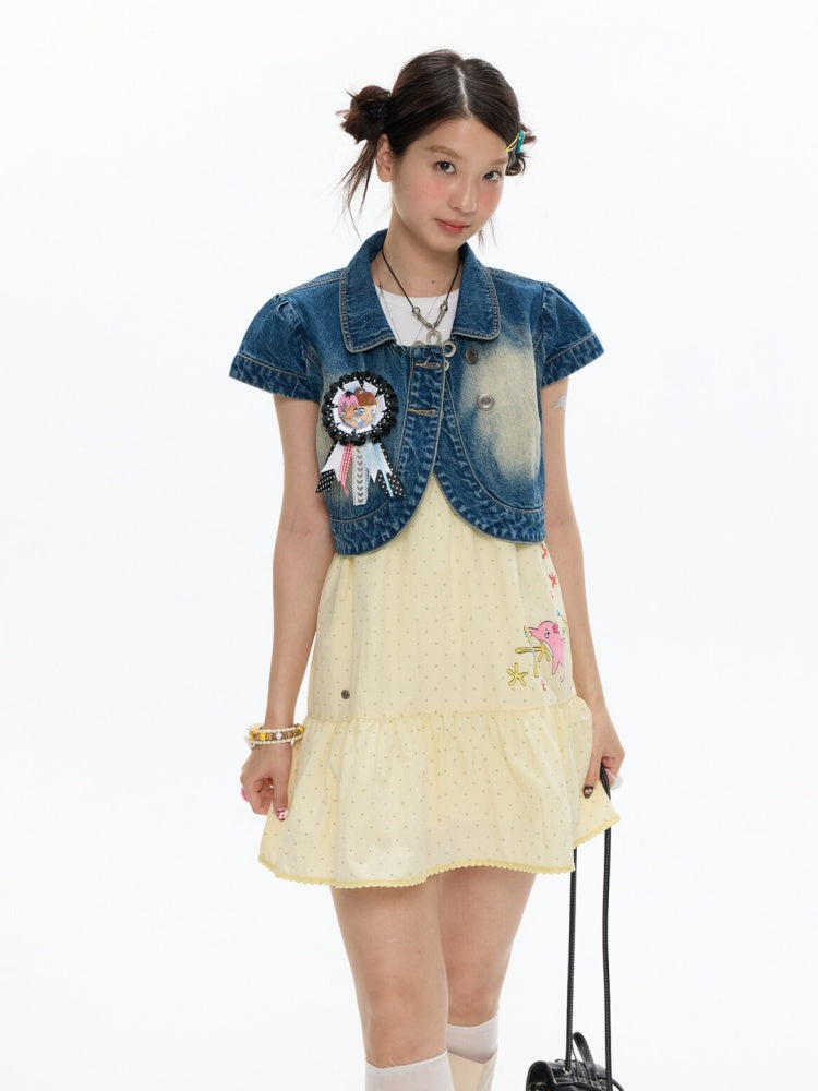 Denim Vest Short-Sleeved Jacket【s0000017348】