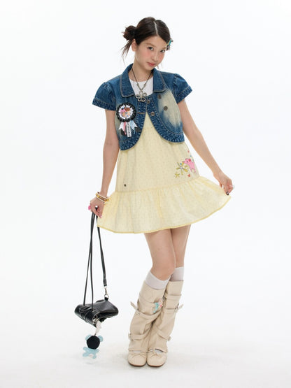 Denim Vest Short-Sleeved Jacket【s0000017348】