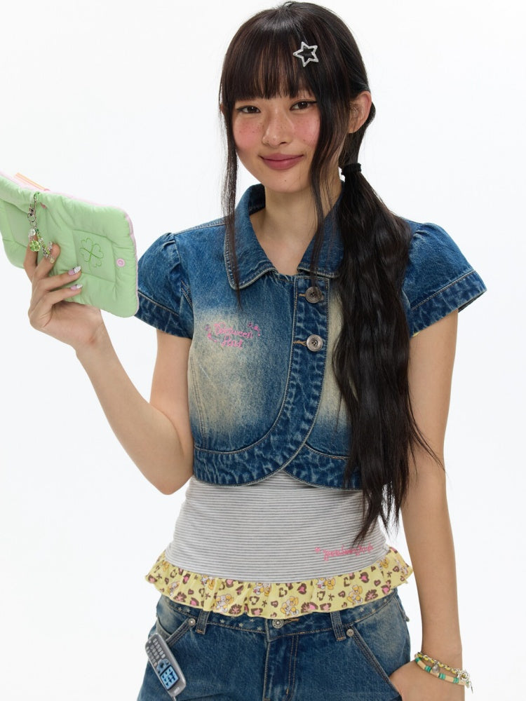 Denim Vest Short-Sleeved Jacket【s0000017348】