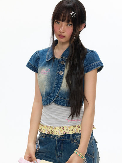 Denim Vest Short-Sleeved Jacket【s0000017348】