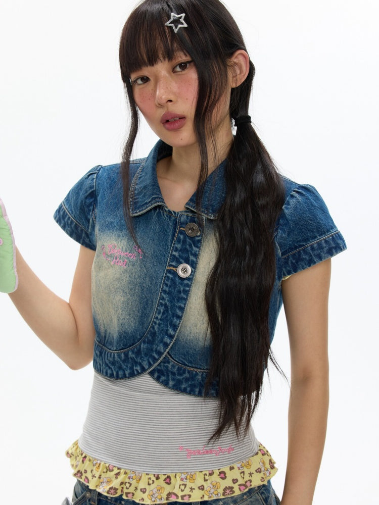 Denim Vest Short-Sleeved Jacket【s0000017348】