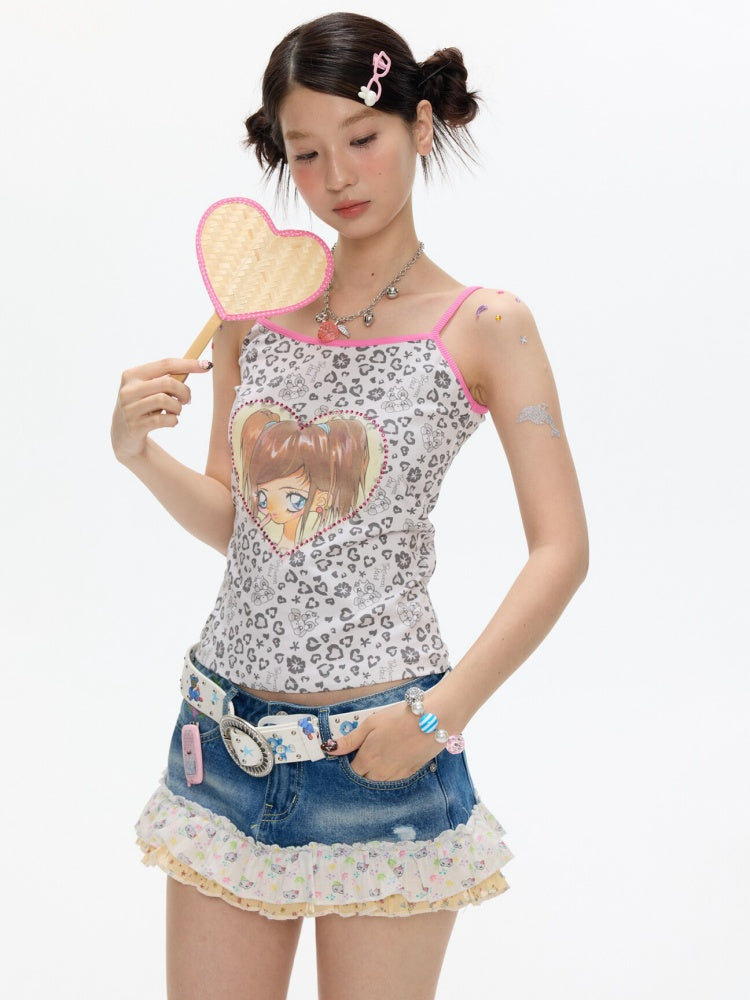 Leopard Print Cute Girls' Camisole【s0000017350】