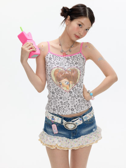 Leopard Print Cute Girls' Camisole【s0000017350】