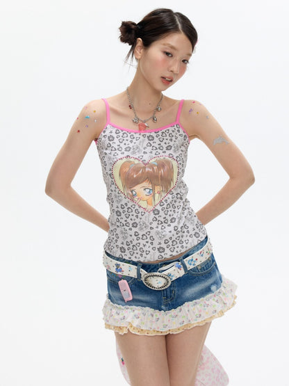 Leopard Print Cute Girls' Camisole【s0000017350】