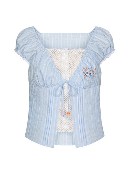 Embroidered Faux Layered Blouse【s0000017352】