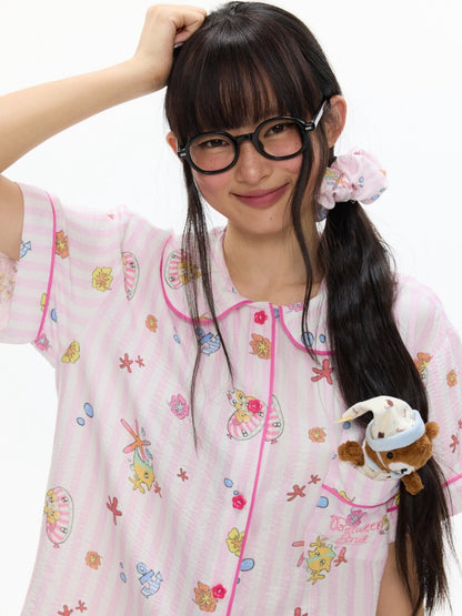 Full Printed Pajama Two-Piece Set【s0000017357】