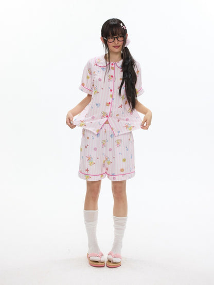 Full Printed Pajama Two-Piece Set【s0000017357】