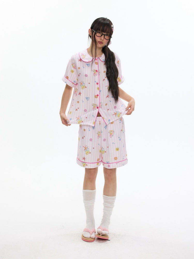 Full Printed Pajama Two-Piece Set【s0000017357】
