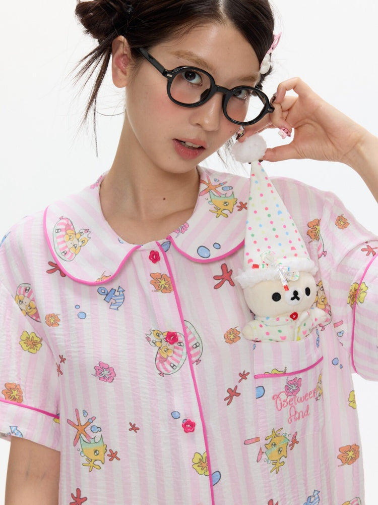 Full Printed Pajama Two-Piece Set【s0000017357】