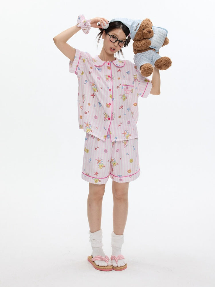 Full Printed Pajama Two-Piece Set【s0000017357】