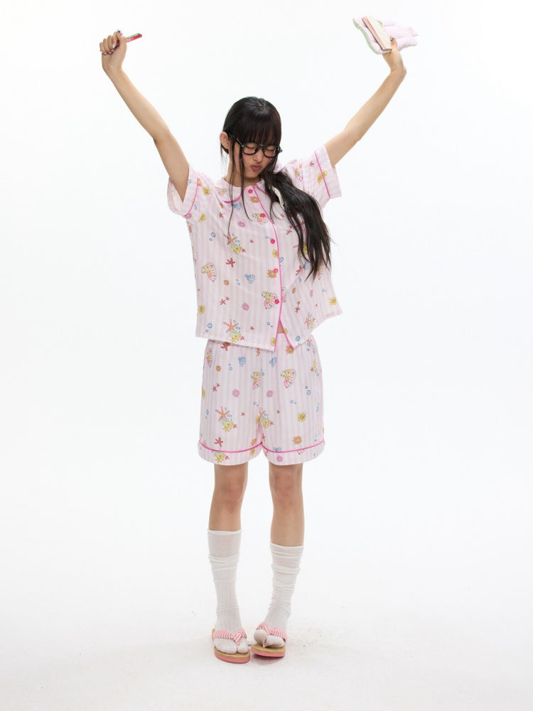 Full Printed Pajama Two-Piece Set【s0000017357】