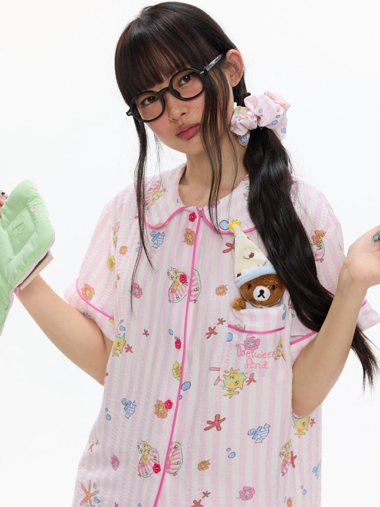 Full Printed Pajama Two-Piece Set【s0000017357】