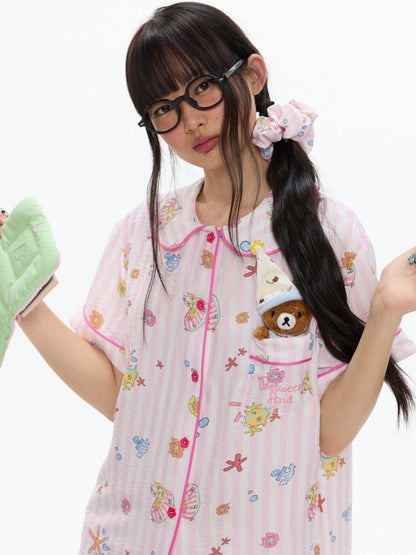 Full Printed Pajama Two-Piece Set【s0000017357】