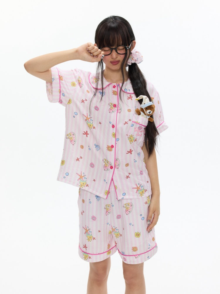 Full Printed Pajama Two-Piece Set【s0000017357】