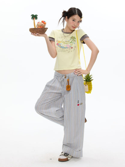 Island Mood Vacation Faux Layered Short-Sleeve T-Shirt【s0000017360】