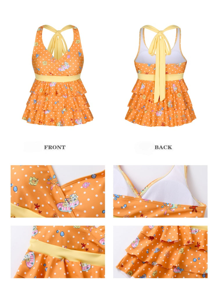 Summer Hot Song Halter Tie Ruffled Swimsuit Two-Piece Set【s0000017361】