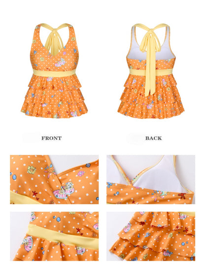 Summer Hot Song Halter Tie Ruffled Swimsuit Two-Piece Set【s0000017361】