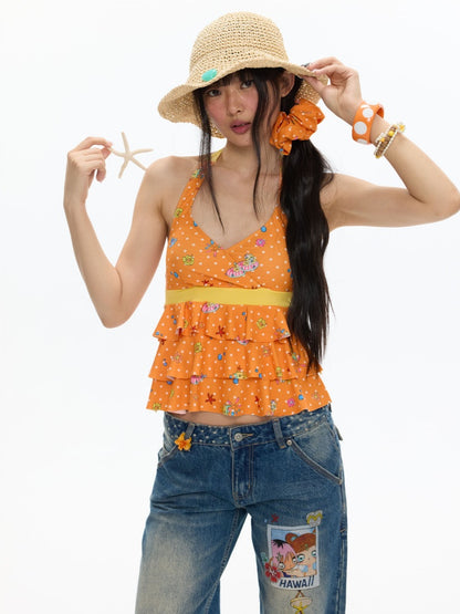 Summer Hot Song Halter Tie Ruffled Swimsuit Two-Piece Set【s0000017361】