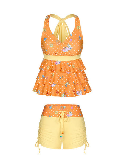 Summer Hot Song Halter Tie Ruffled Swimsuit Two-Piece Set【s0000017361】