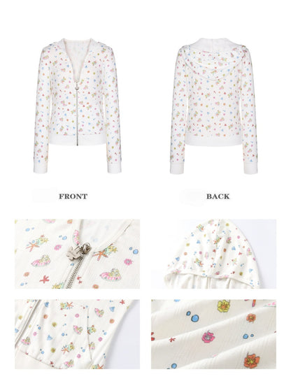 Island Full-Print Sunscreen Knitted Hooded Jacket【s0000017369】