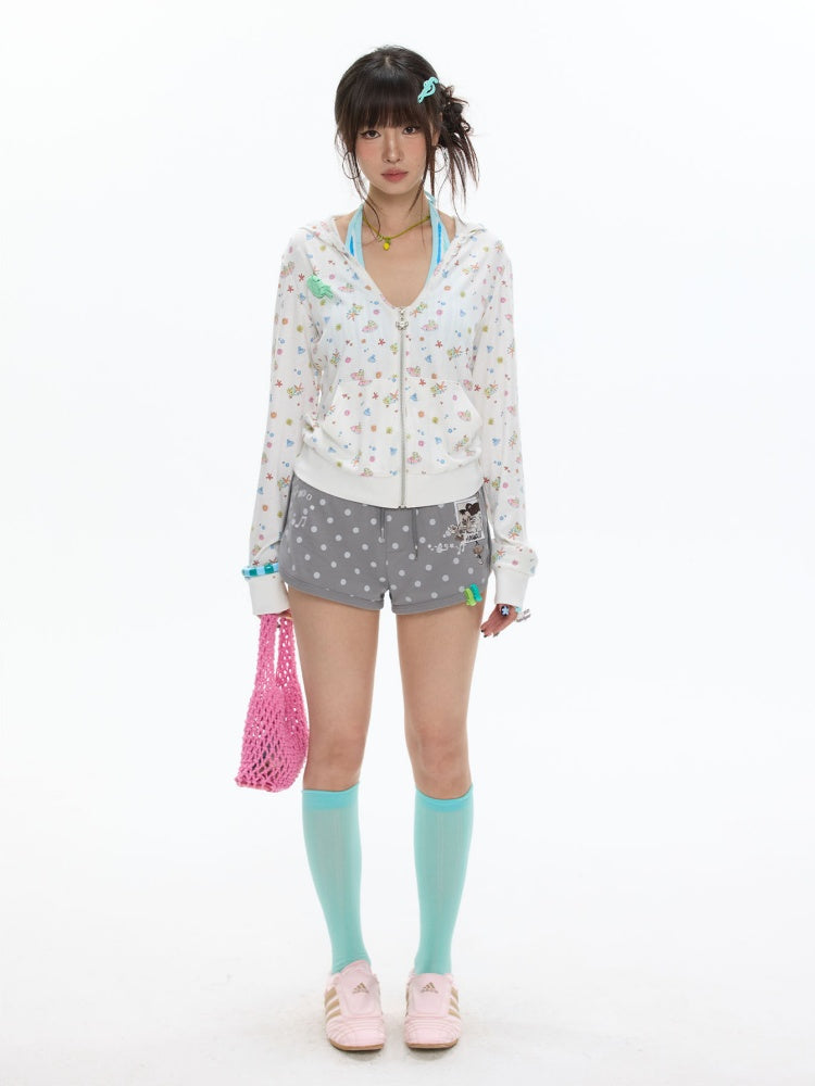 Island Full-Print Sunscreen Knitted Hooded Jacket【s0000017369】