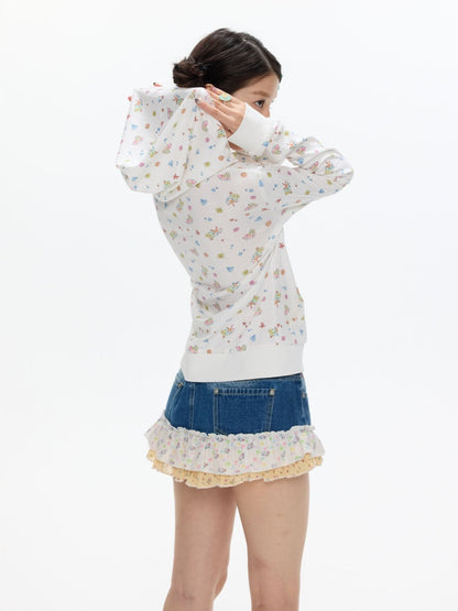 Island Full-Print Sunscreen Knitted Hooded Jacket【s0000017369】